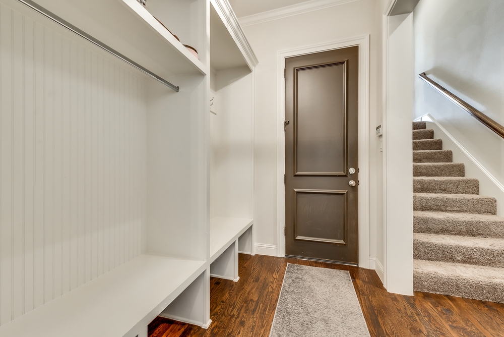    Spacious Mud Room with Double Storage Benches 