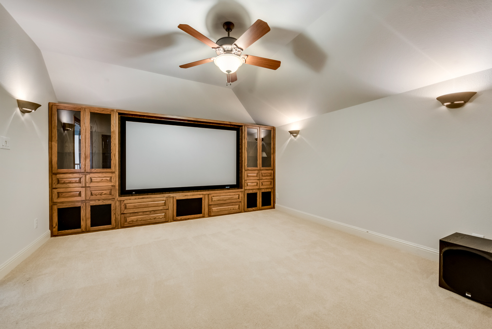    Media Room with Built ins and Projector Screen 