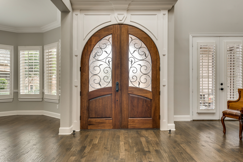    Custom Oak Front Door with Gorgeous Millwork 