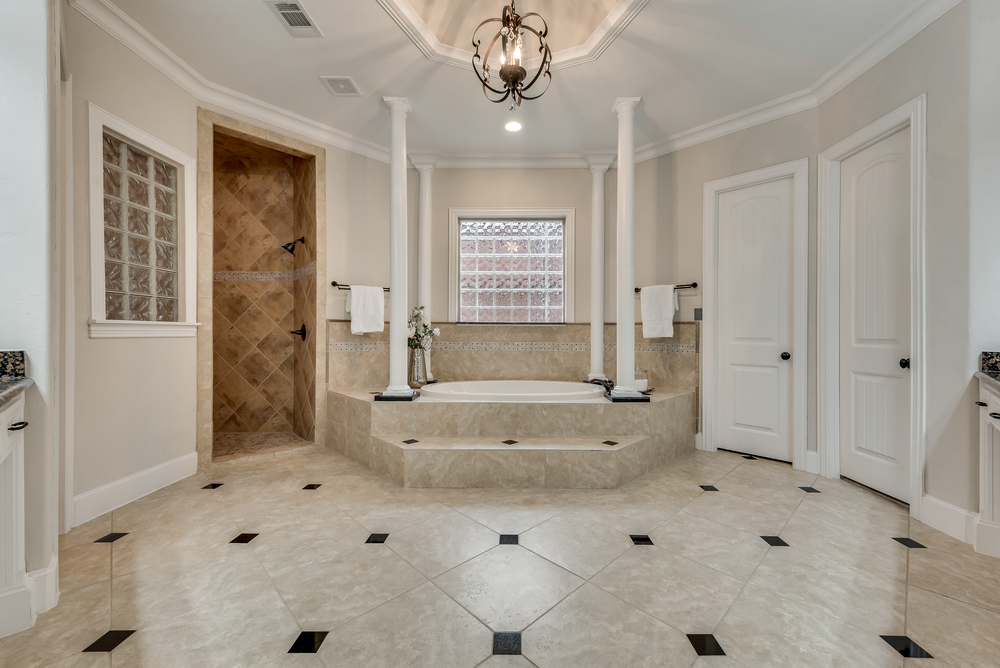    Spa Like Master Bath features Oversized Tub and Walk In Shower with Dual Shower Heads 